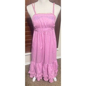 Vtg 70s Young Edwardian Dress By Arpeja Pink Tiered Prairie Cottage Hippie sz S